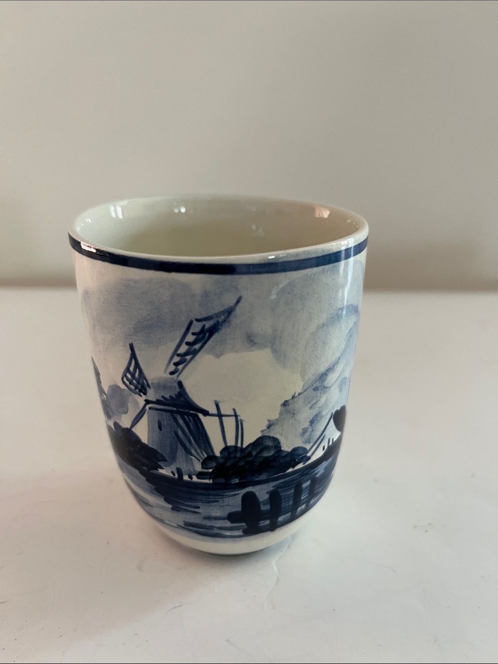 Blue and White Delft-Style Porcelain Tumbler - Unbranded